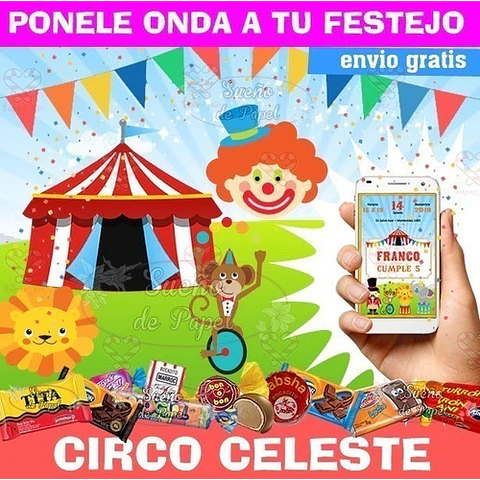 Kit Imprimible Circo Celeste 100% Editable