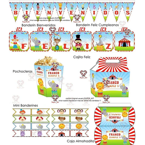 Kit Imprimible Circo Celeste 100% Editable