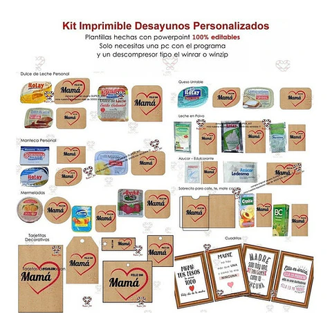 Kit Imprimible Dia De La Madre Editable 3 En 1