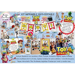 Kit Imprimible Candy Bar Toy Story 4 Nubes 100% Editable