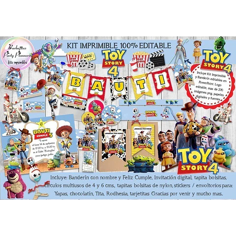 Kit Imprimible Candy Bar Toy Story 4 Nubes 100% Editable