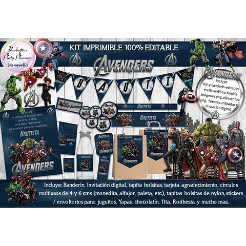 Kit Imprimible Candy Bar Avengers Superheroes 100% Editable