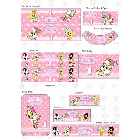 Kit Imprimible Looney Tunes Nena Editable