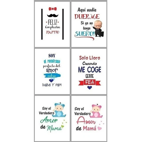 Plantillas Sublimación Bebe Body - Diseños Multiuso Frases