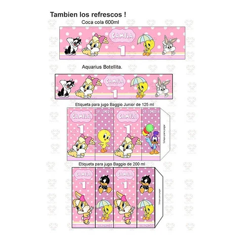 Kit Imprimible Looney Tunes Nena Editable
