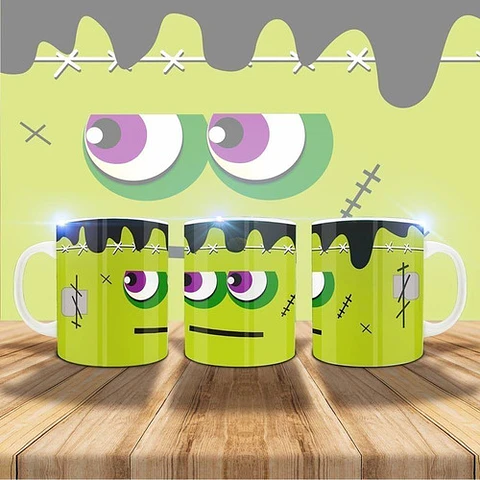 16 Plantillas Sublimación Tazas - Halloween #2 / Editables