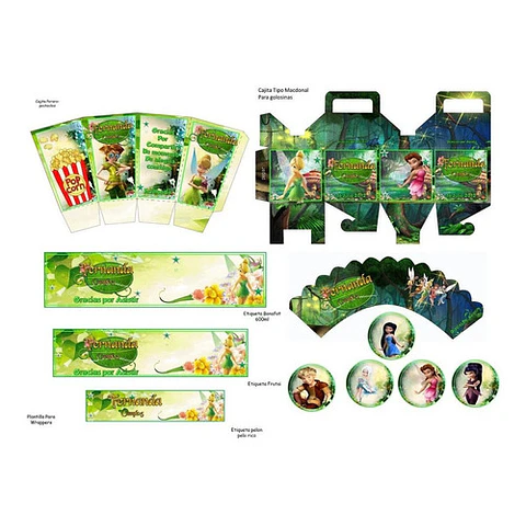 Kit Imprimible Candy Bar Tinker Bell El Mas Completo