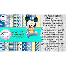 Papeles Fondos Digitales Mickey Bebe 3 Kit Imprimible