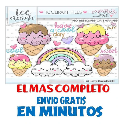 Pack Imágenes Hd Clipart Helados Heladitos Verano Caperuza