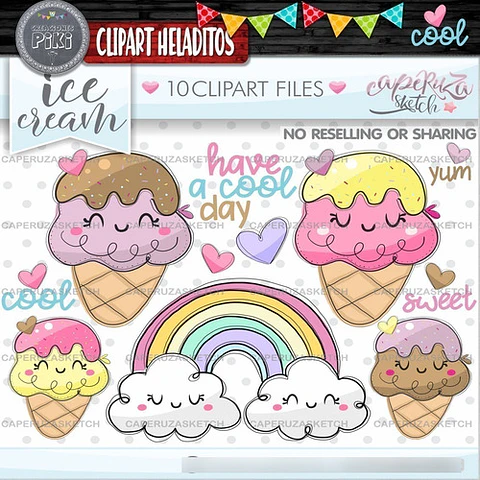 Pack Imágenes Hd Clipart Helados Heladitos Verano Caperuza