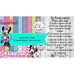 Papeles Fondos Digitales Minnie Bowtique Kit Imprimible