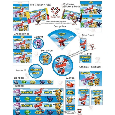 Kit Imprimible Super Wings Editable