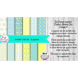 Papeles Digitales Fondos Shabby Chic Celeste Y Amarillo B4