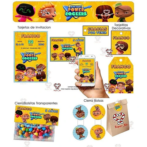Kit Imprimible Mini Beat Power Rockers Editable