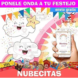 Kit Imprimible Nubecitas Nubes Arco Iris Editable