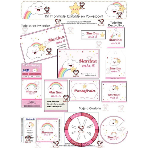 Kit Imprimible Nubecitas Nubes Arco Iris Editable
