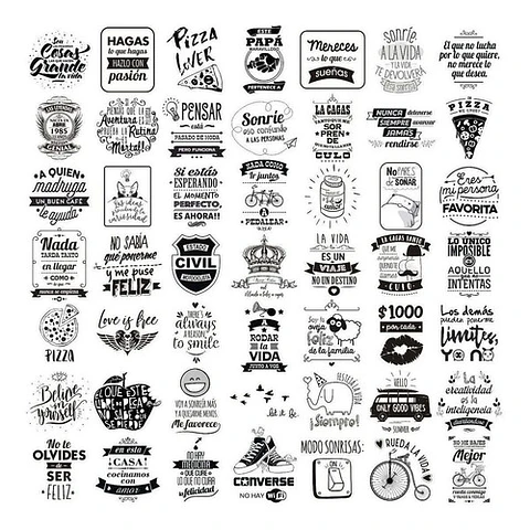 +5000 Vectores Frases Para Sublimación Vinilo Serigrafía Etc