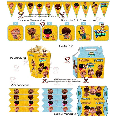 Kit Imprimible Mini Beat Power Rockers Editable