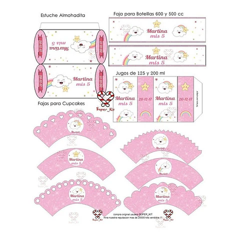 Kit Imprimible Nubecitas Nubes Arco Iris Editable