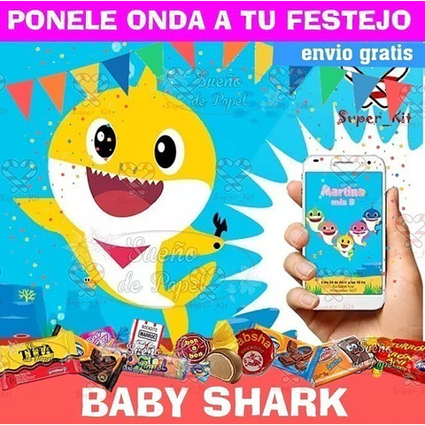 Kit Imprimible Baby Shark Mod 2 Completo Editable