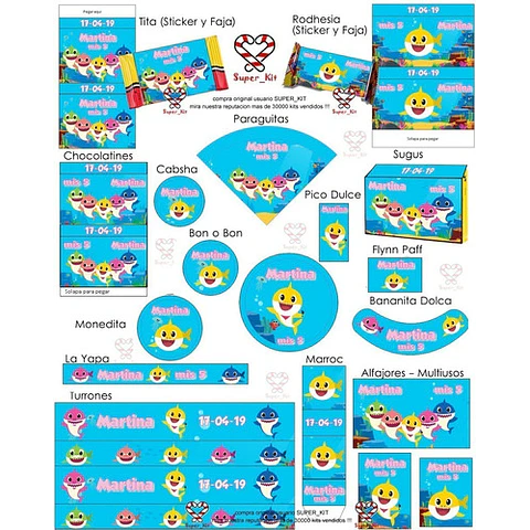 Kit Imprimible Baby Shark Mod 2 Completo Editable