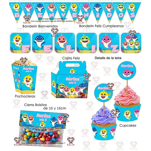Kit Imprimible Baby Shark Mod 2 Completo Editable