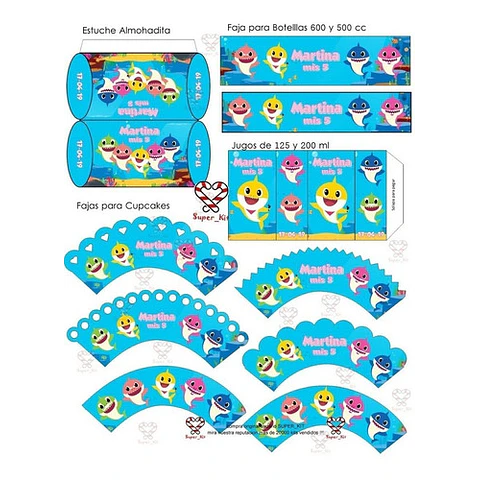 Kit Imprimible Baby Shark Mod 2 Completo Editable
