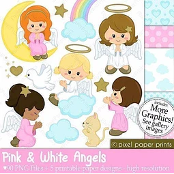 Kit Imprimible Angelitos Nena 02- 90 Png 5 Fondos