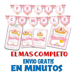 Kit Imprimible Candy Bar Corona Coronita Dorada Full