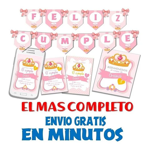 Kit Imprimible Candy Bar Corona Coronita Dorada Full