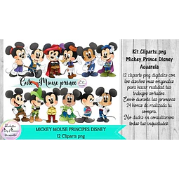 Cliparts Mickey Principe Acuarela  Kit Imprimibles