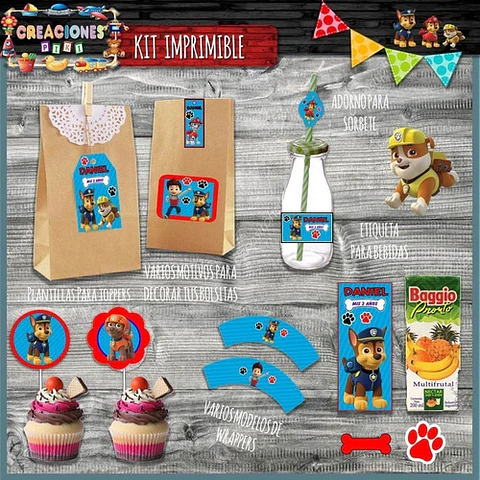 Kit Imprimible Candy Bar Paw Patrol El Mas Completo