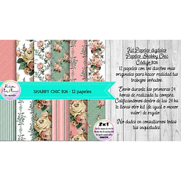 Papeles Digitales Shabby Chic Vintage Rosa Y Verde B26