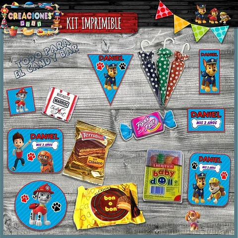 Kit Imprimible Candy Bar Paw Patrol El Mas Completo