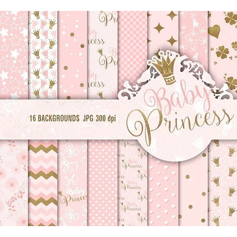 Kit Imprimible Baby Princesa 16 Fondos