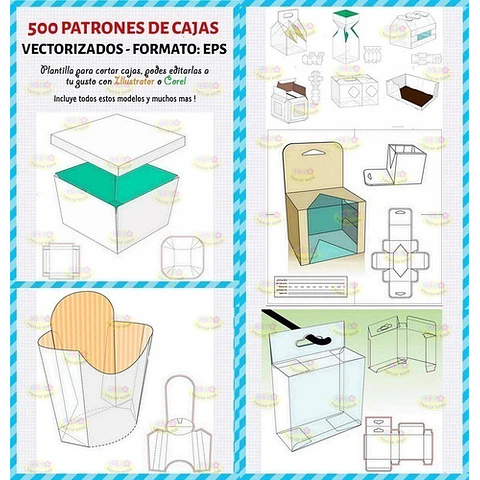 Kit Imprimible Vectores Patrones De Cajas Editables Corel