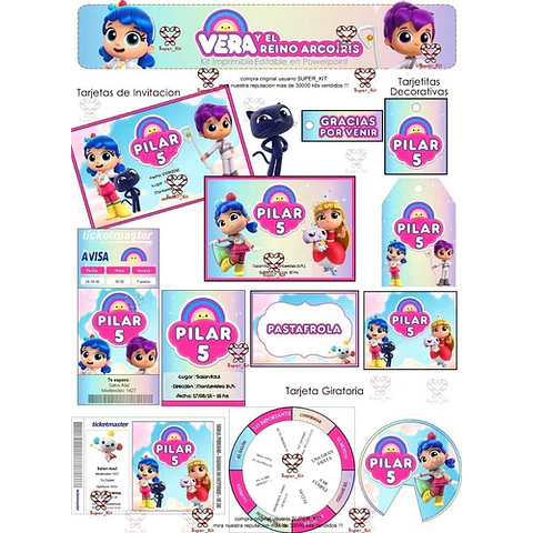 Kit Imprimible Vera Y El Reino Arcoiris Editable