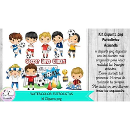 Cliparts Futbolistas Acuarela  Kit Imprimibles