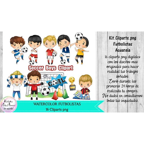 Cliparts Futbolistas Acuarela  Kit Imprimibles