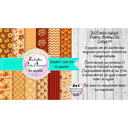 Papeles Digitales Fondos Shabby Chic Naranja Otoño E11