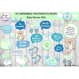 Baby Shower Niño Varon Celeste Y Verde Photo Booth Props 