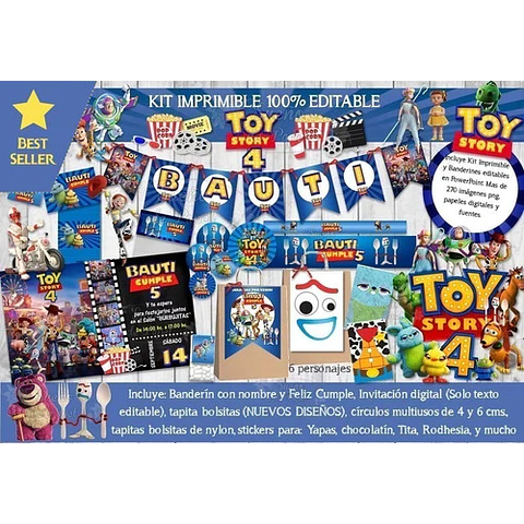 Kit Imprimible Toy Story 4 Editable + Props + Imagenes