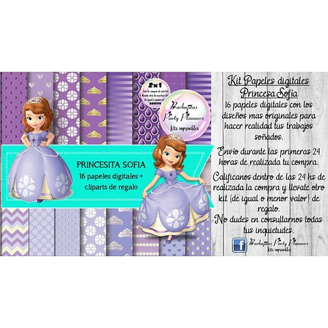 Papeles Fondos Digitales Princesita Sofia Kit Imprimible