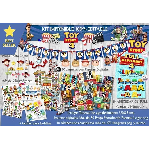 Kit Imprimible Toy Story 4 Editable + Props + Imagenes