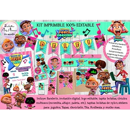 Kit Imprimible Mini Beat Power Rockers Nena Rosa Editable