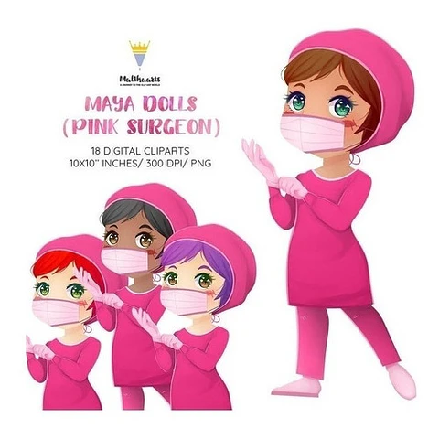 Cliparts Imagenes Png Medica Doctora Barbijo Rosa M39