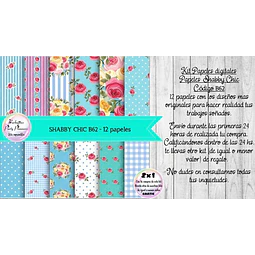 Papeles Digitales Shabby Chic Vintage Rosa Y Celeste B62
