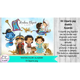 Cliparts Aladdin Acuarela  Kit Imprimibles
