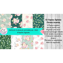Papeles Digitales Florales Acuarela Fb29