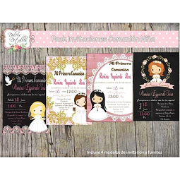 Kit Imprimible Editable De Invitación Primera Comunion